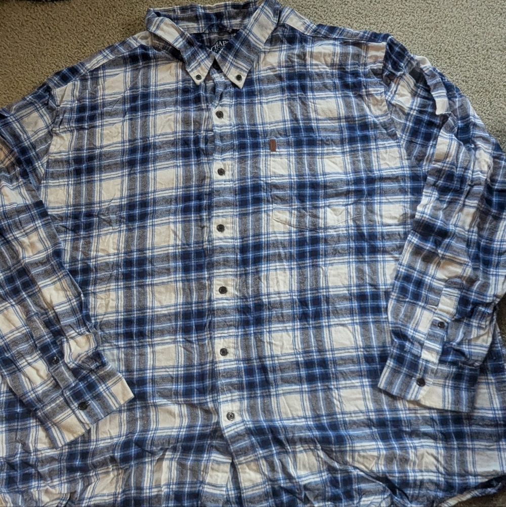 💥 Sale ❤️‍🔥🌈Chaps Blue and Cream Flannel Button-Up
